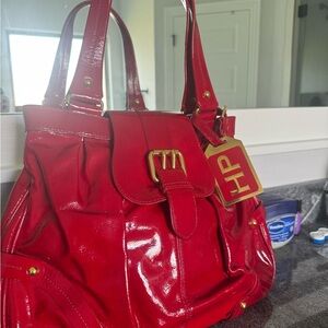 HP Red Shoulder Bag with Glossy Finish